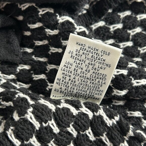 Charlie & Robin Womens Black & White Knitted Button Front Cardigan Sweater Large - Picture 5 of 8
